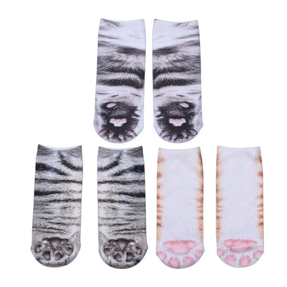 Multi Color Tiger, White Tiger & Cats Paw Sock Set of 3